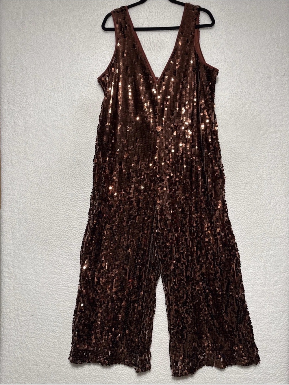 Maeve Royale Sequined Copper Jumpsuit Women’s Size Large evening shimmer! - Picture 2 of 7